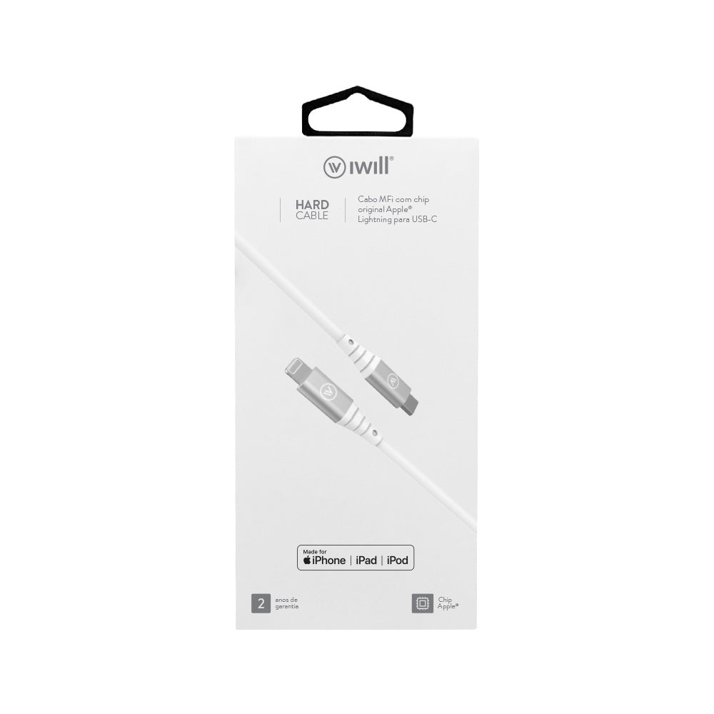 Cabo MFi Lightning para USB-C em TPE 2m Branco | Hard Cable iWill