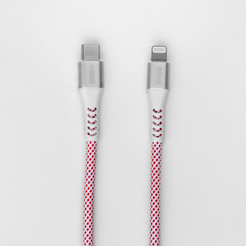 Cabo MFI Lightning para USB-C Branco | Elite Cable Coca-Cola