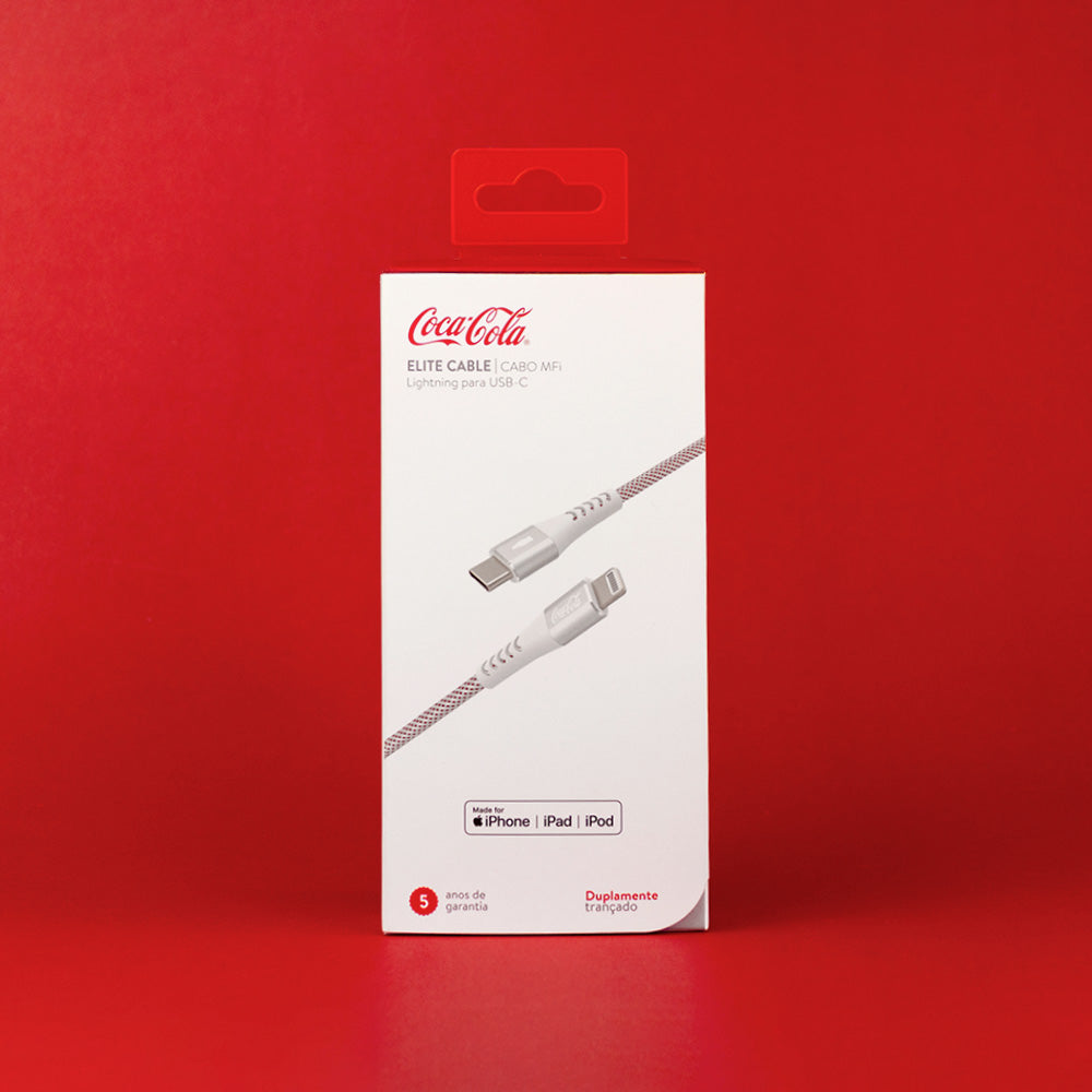 Cabo MFI Lightning para USB-C Branco | Elite Cable Coca-Cola