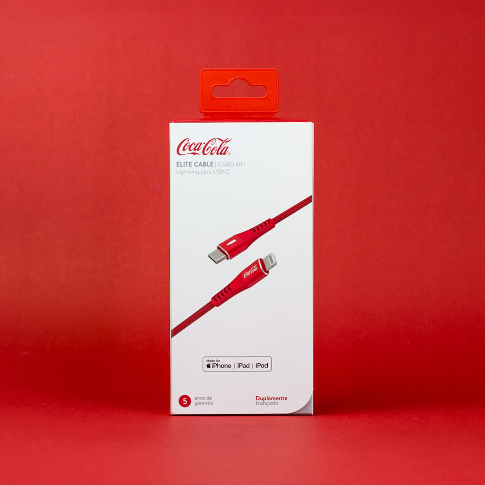 Cabo MFI Lightning para USB-C Vermelho | Elite Cable Coca-Cola
