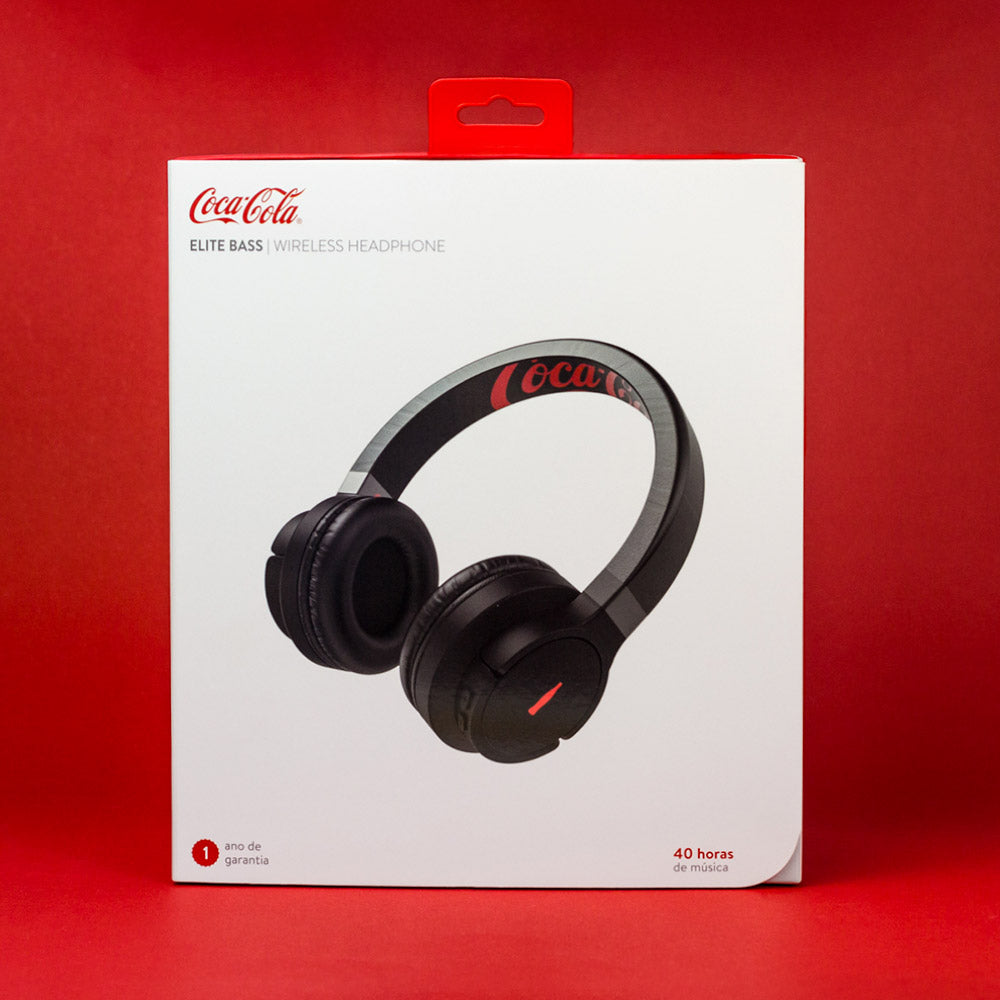 Fone de Ouvido Wireless Preto | Elite Bass Headphone Coca-Cola