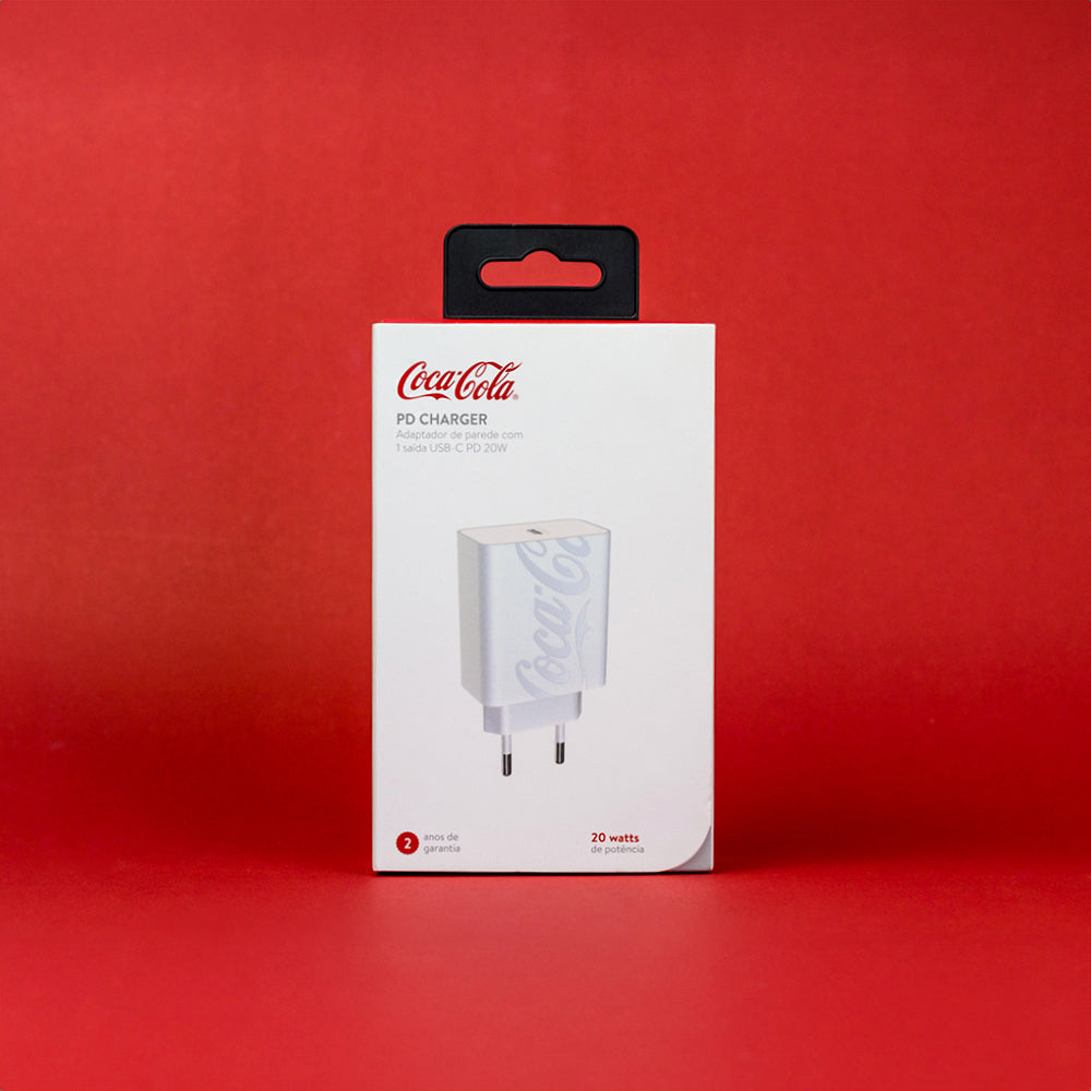 Carregador USB-C 20W Branco | PD Charger Coca-Cola