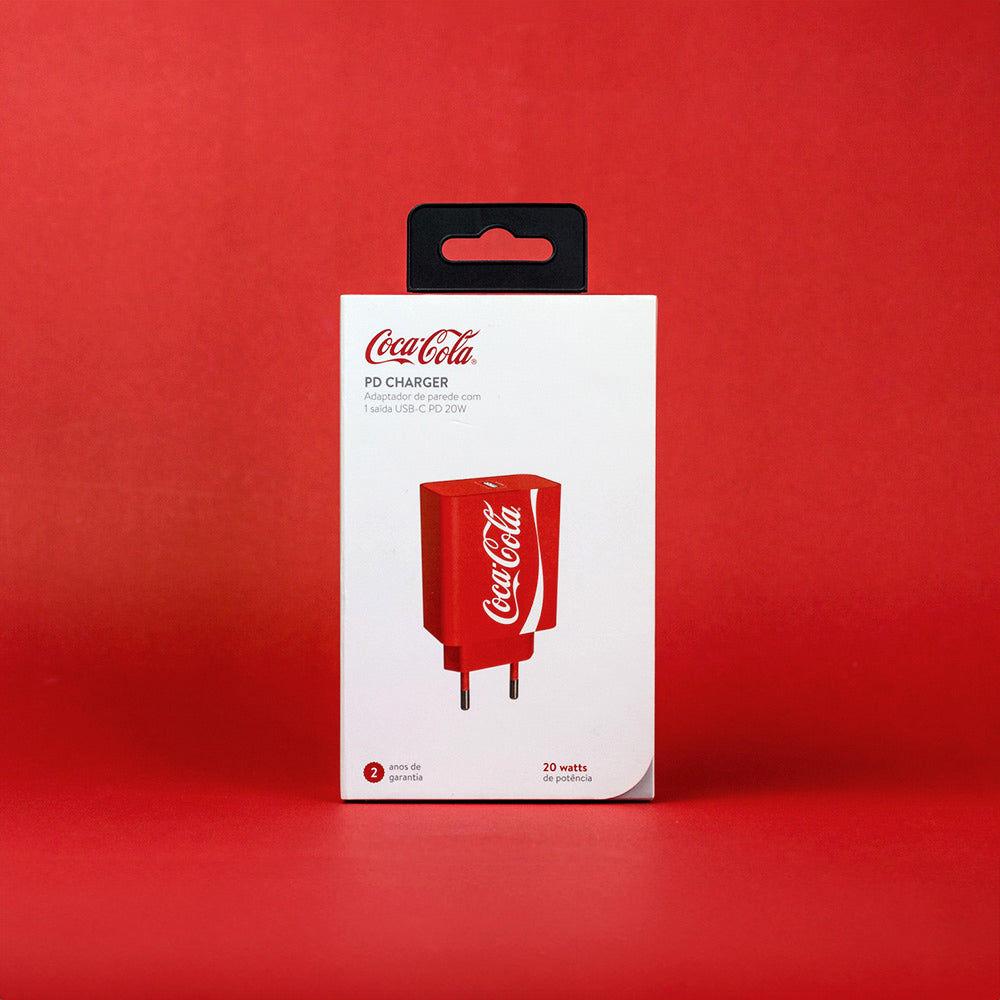 Carregador USB-C 20W Vermelho | PD Charger - Coca-Cola
