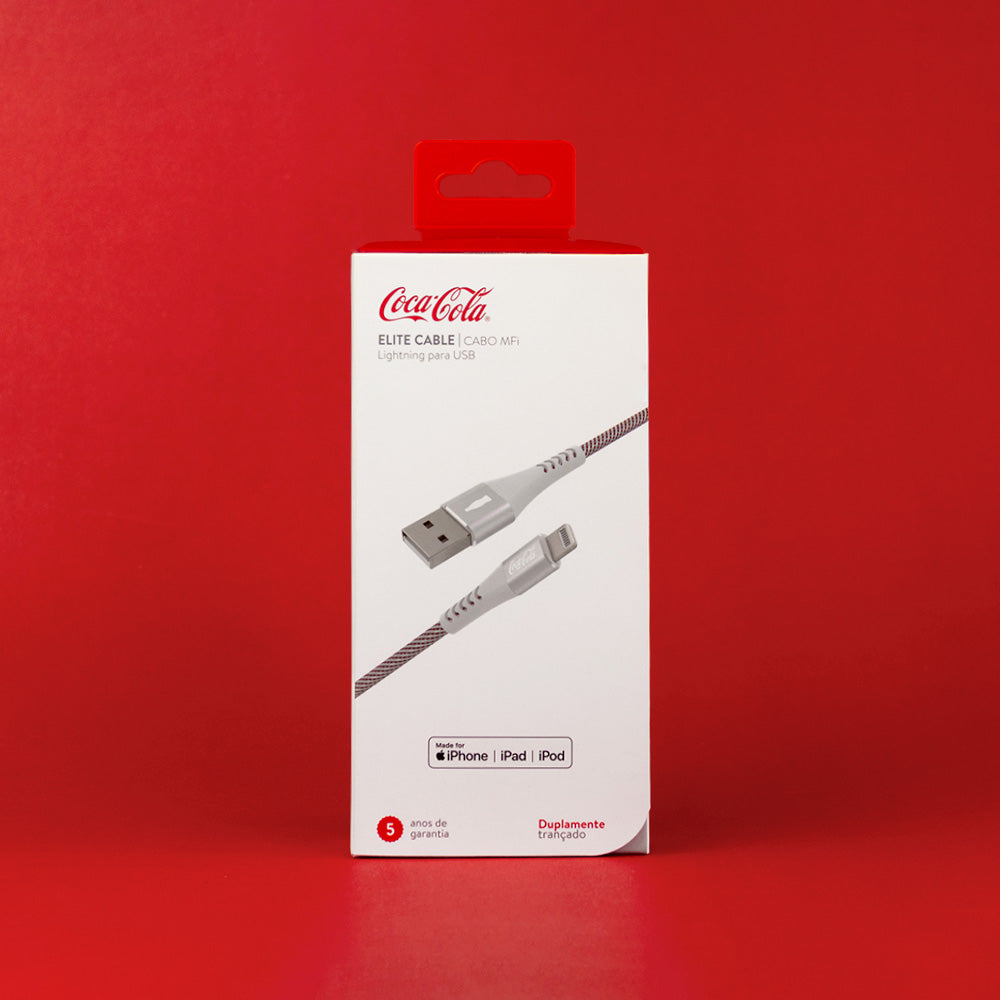 Cabo MFi Lightning para USB Branco | Elite Cable Coca-Cola