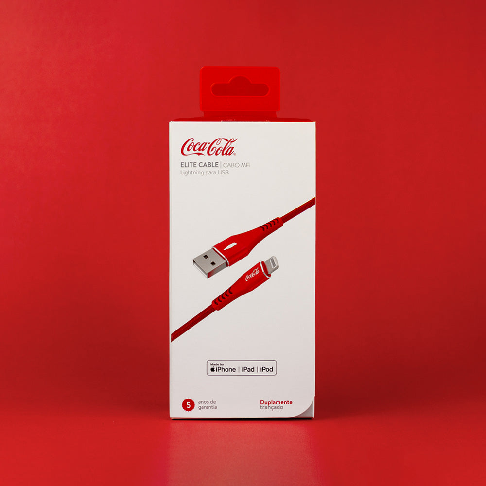 Cabo MFi Lightning para USB Vermelho | Elite Cable Coca-Cola