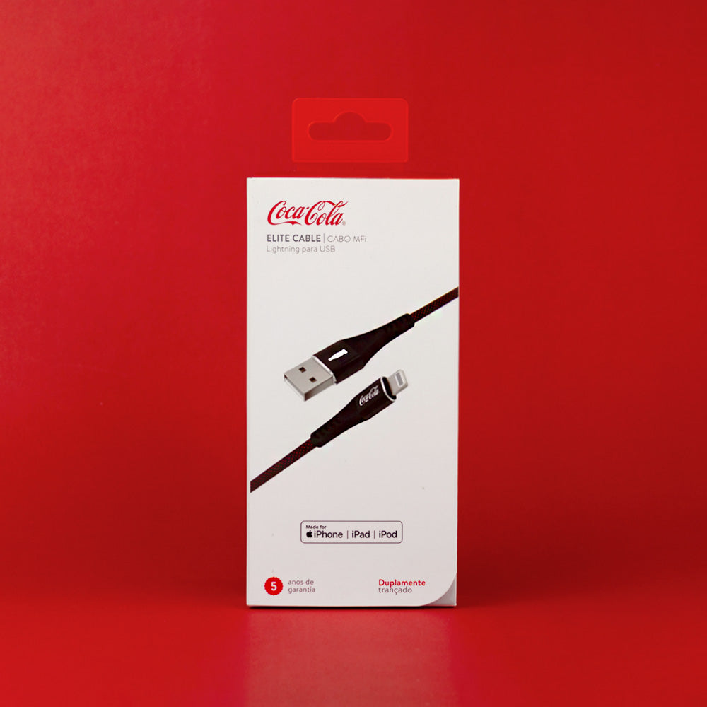 Cabo MFi Lightning para USB Preto | Elite Cable Coca-Cola