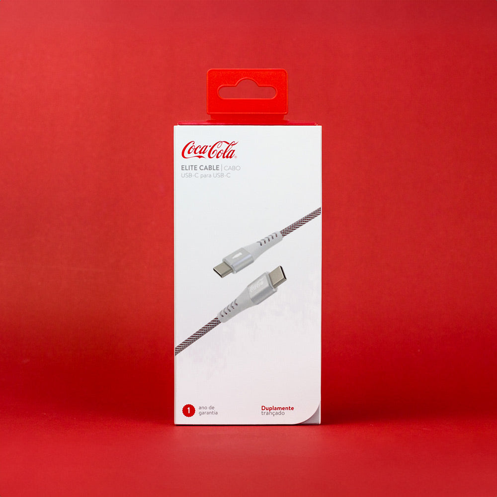 Cabo USB-C para USB-C Branco | Elite Cable Coca-Cola