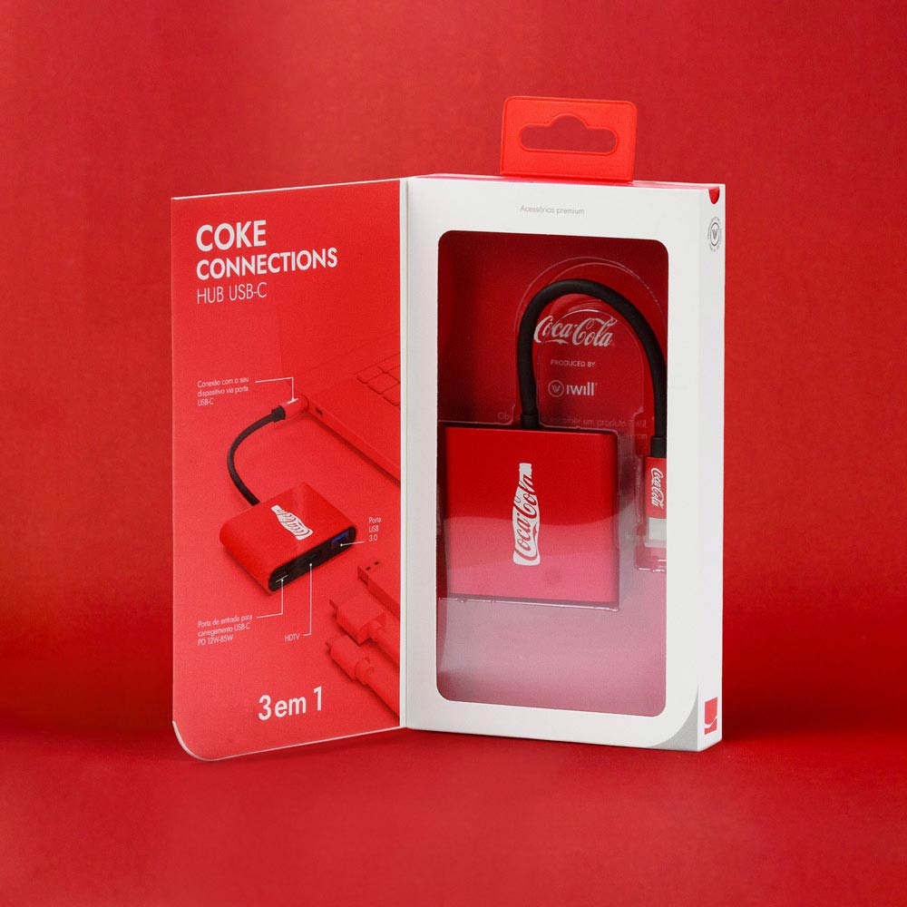 Hub USB-C 3 em 1 Vermelho | Coca-Cola