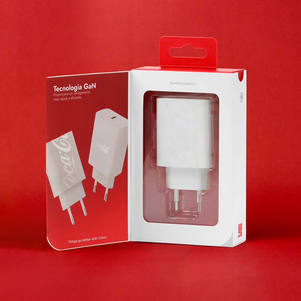 Carregador GaN USB-C 30W Branco | GaN Charger Coca-Cola
