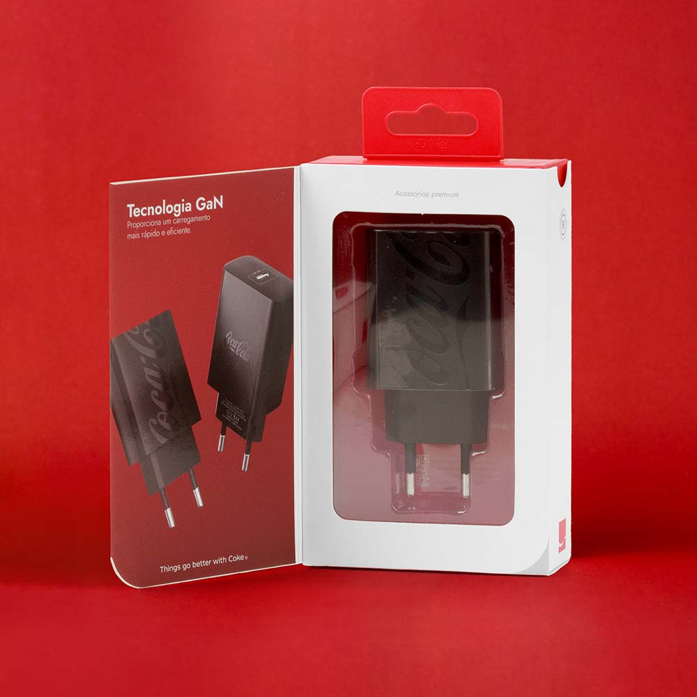 Carregador GaN USB-C 30W Preto | GaN Charger Coca-Cola