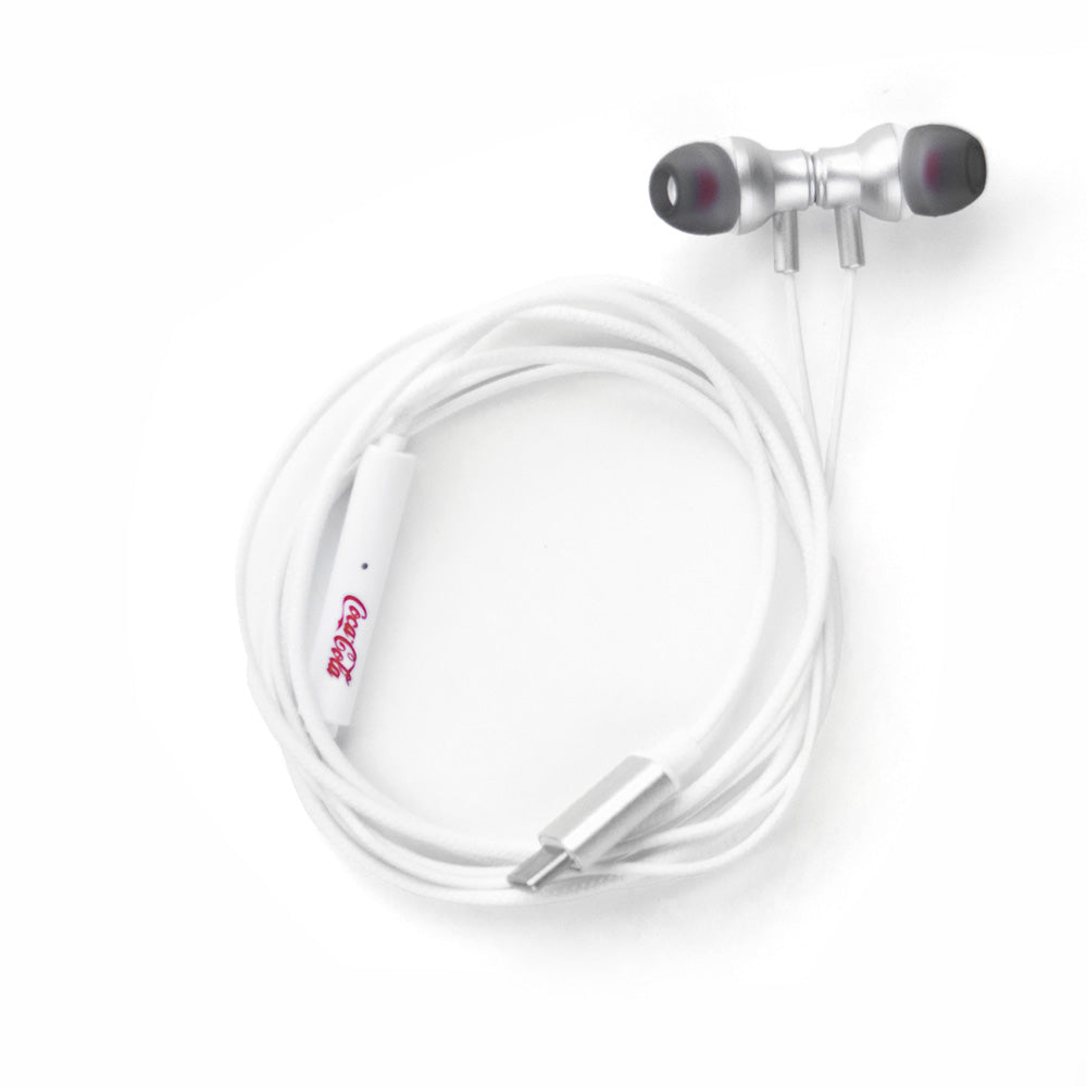 Fone de Ouvido Intra-Auricular com Microfone USB-C Branco | Neo Easy Coca-Cola