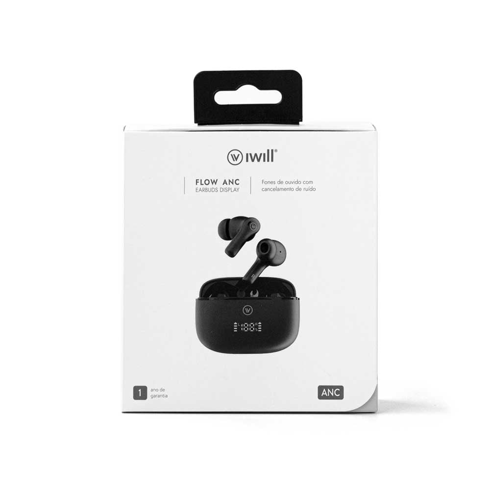 Fone de Ouvido com Cancelamento de Ruído Ativo Preto | Flow ANC Display iWill