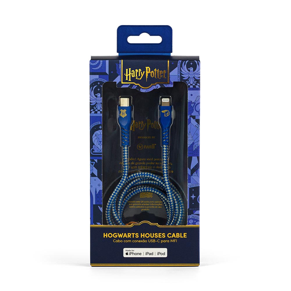 Cabo MFi Lightning para USB-C Azul | Corvinal Harry Potter