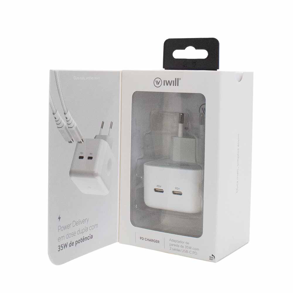 Carregador com 2 saídas USB-C PD 35W | iWill