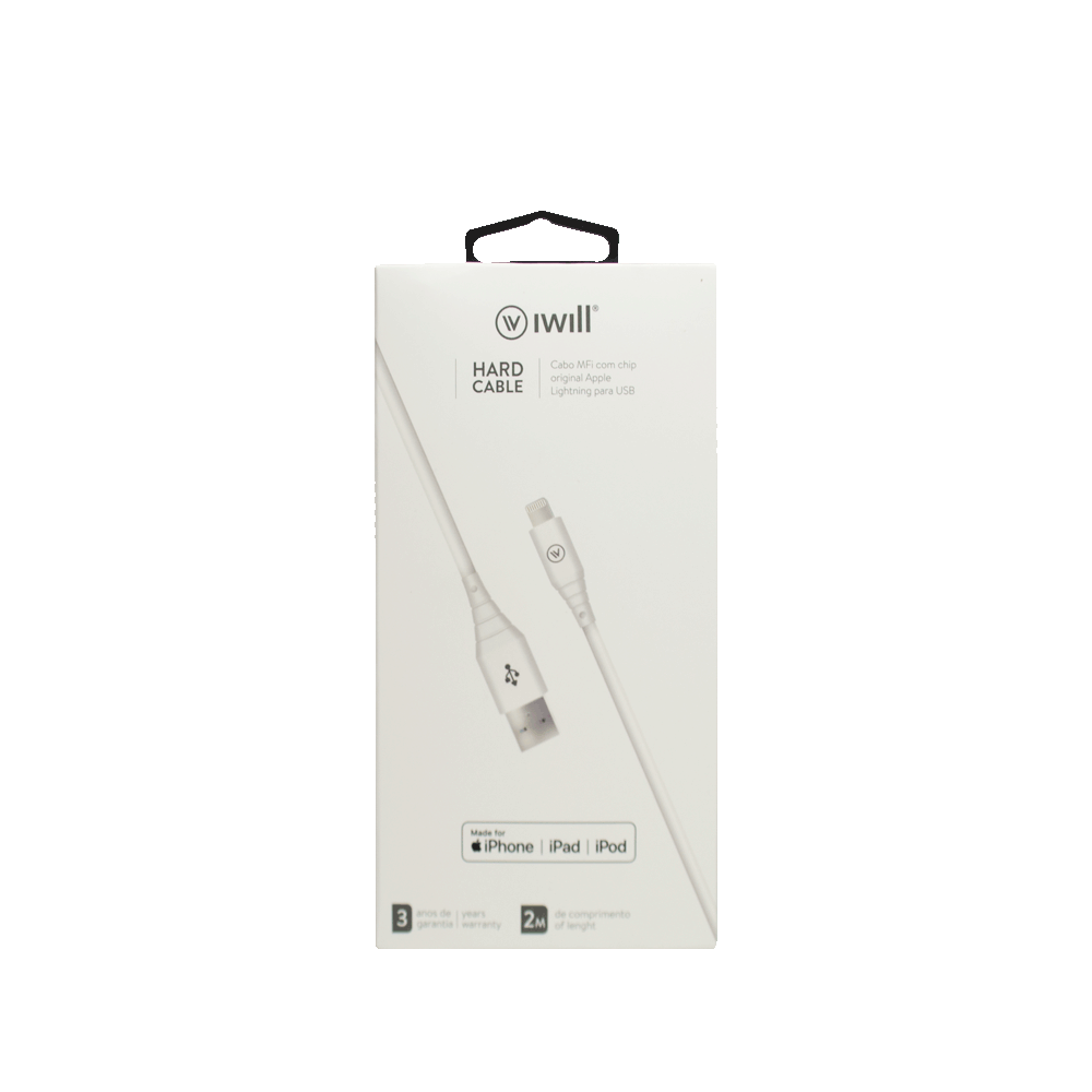 Cabo Homologado MFi Lightning para USB em TPE 2m | Hard Cable iWill