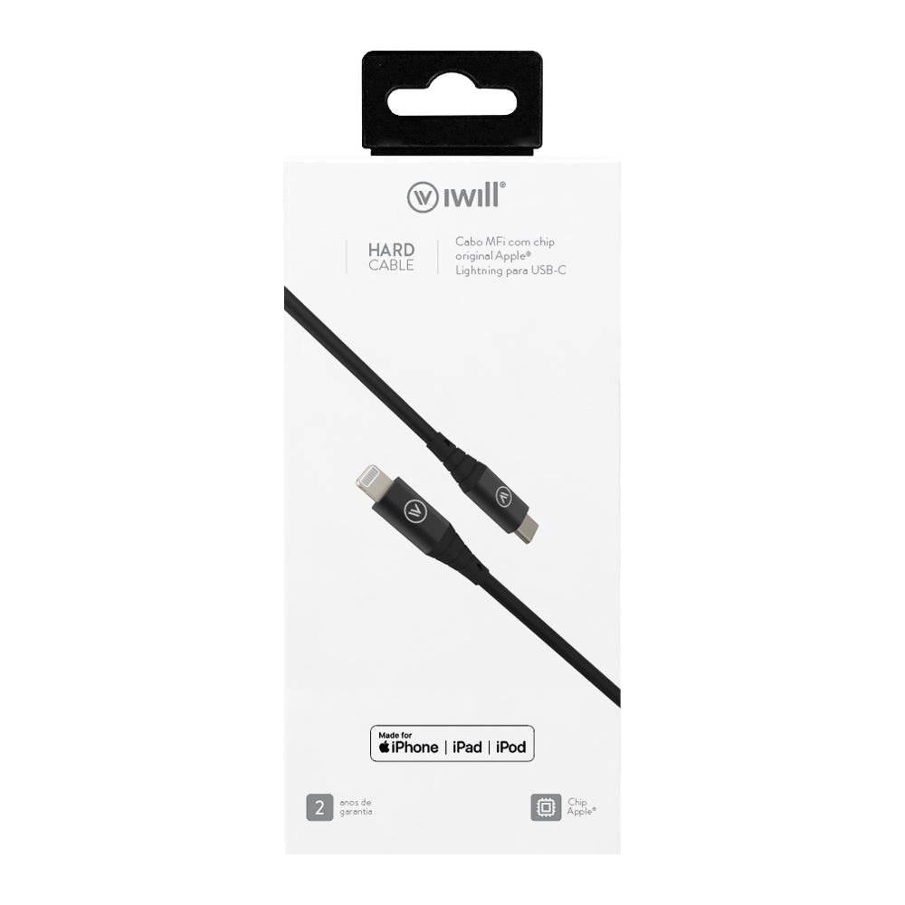 Cabo MFi Lightning para USB-C em TPE Preto | Hard Cable iWill