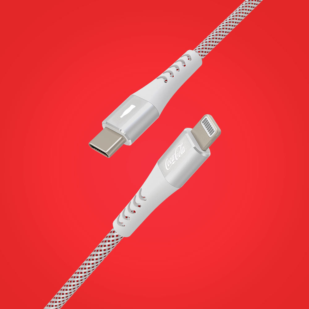 Cabo homologado MFi Lightning para USB-C | Elite Cable Coca-Cola 1,2m - Branco