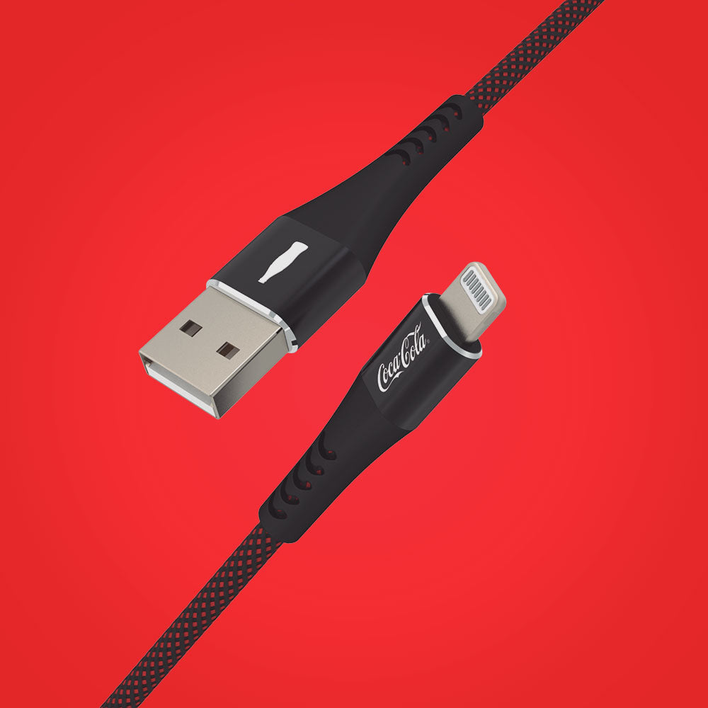 Cabo homologado MFi Lightning para USB | Elite Cable Coca-Cola 1,2m - Preto