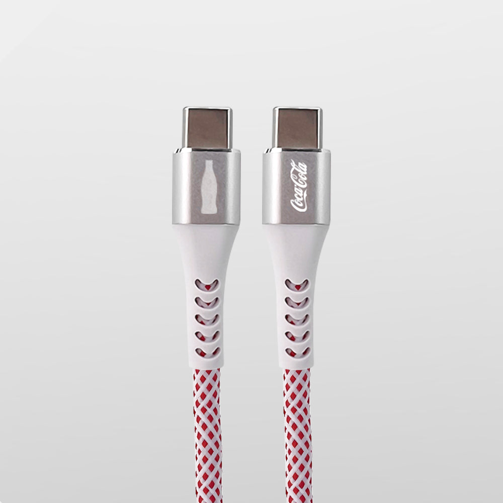 Cabo USB-C para USB-C Branco | Elite Cable Coca-Cola