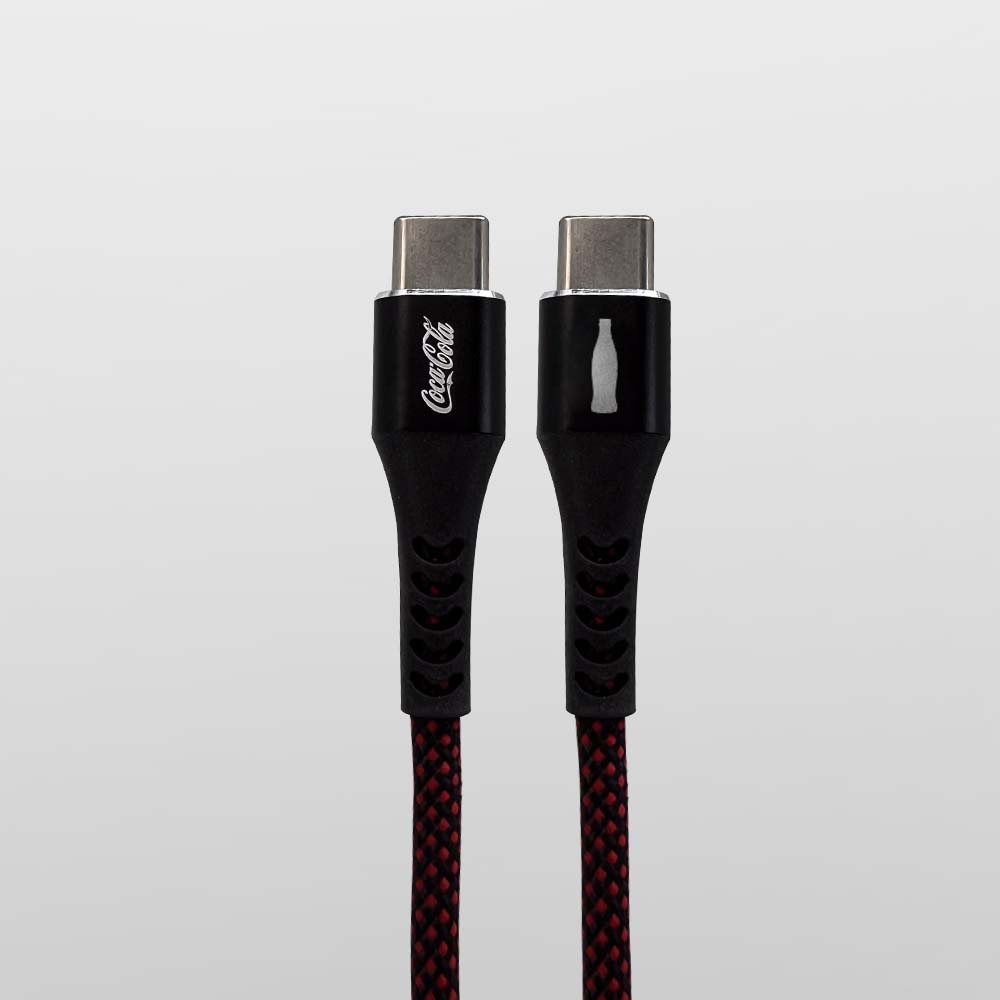 Cabo USB-C para USB-C Preto | Elite Cable Coca-Cola