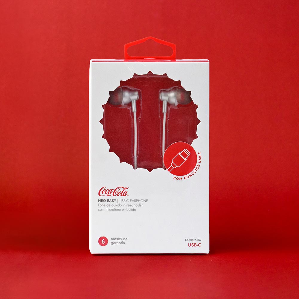 Fone de Ouvido Intra-auricular com Microfone USB-C Branco | Neo Easy - Coca-Cola