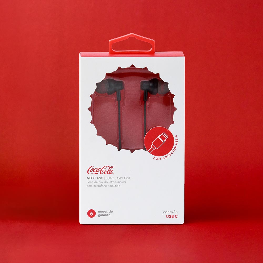 Fone de Ouvido Intra-auricular com Microfone USB-C Preto | Neo Easy - Coca-Cola