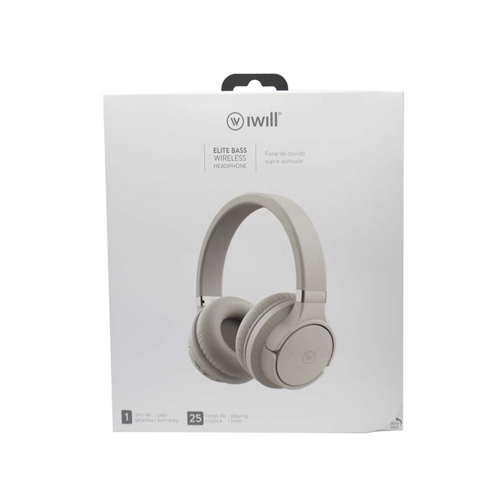 Fone de Ouvido Bluetooth Branco com Prata | Elite Bass Headphone iWill