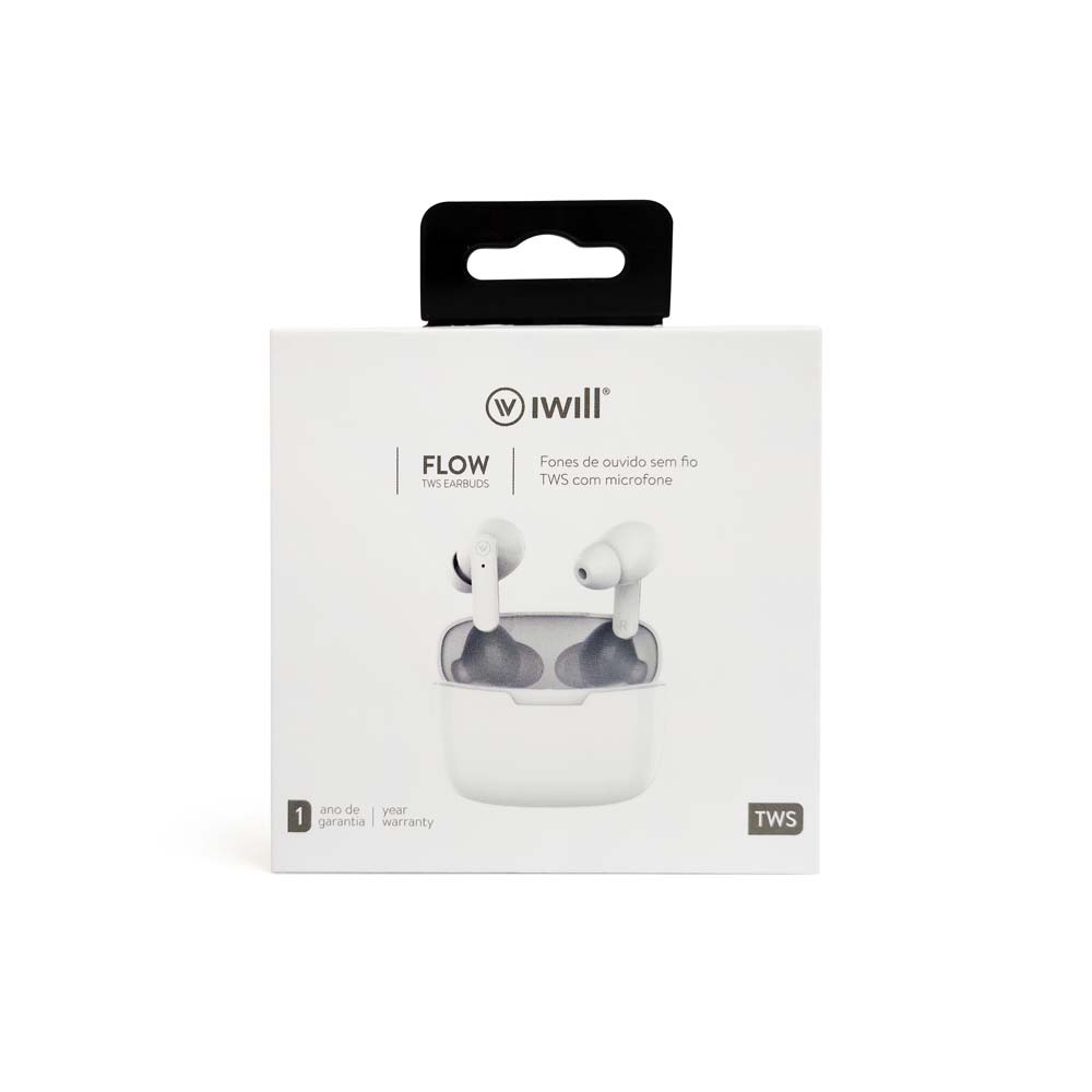 Fone de Ouvido Bluetooth Branco | Flow TWS Earbuds iWill
