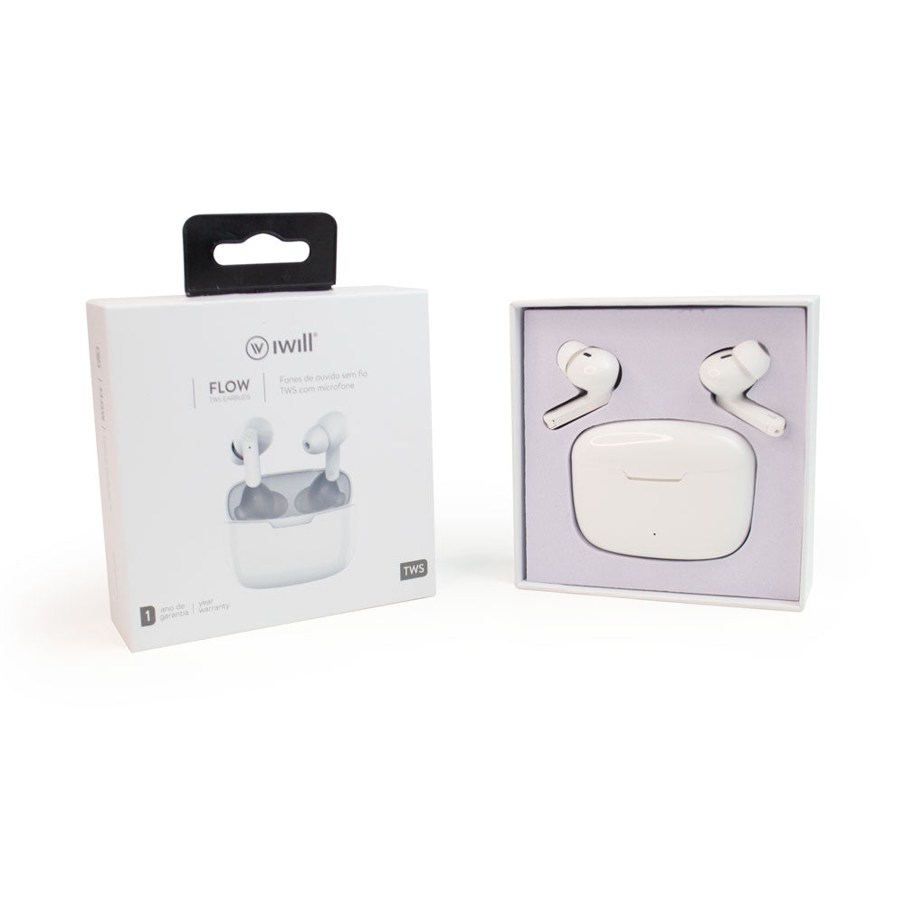Fone de Ouvido Bluetooth Branco | Flow TWS Earbuds iWill