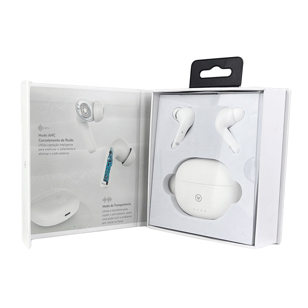 Fone de Ouvido TWS com Carregamento sem Fio Branco | Flow ANC iWill