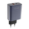 Carregador GaN 65W com 1 USB e 1 USB-C Power Delivery - GaN Charger - Cinza