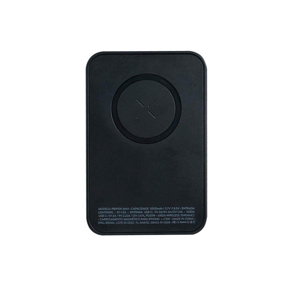 Power Bank Magnético 5000mAh Preto - iWill