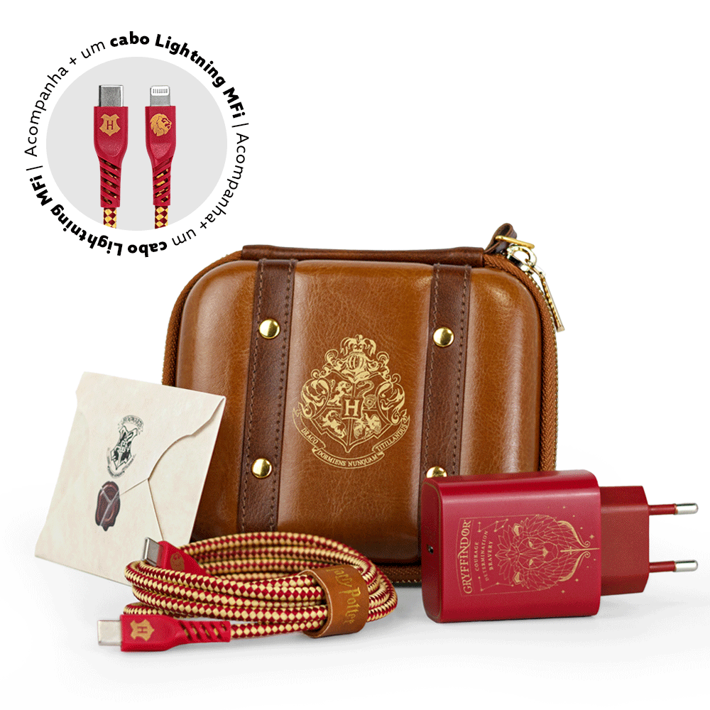 Kit de Carregamento com Estojo USB-C 33W + Cabo Lightning Grifinoria