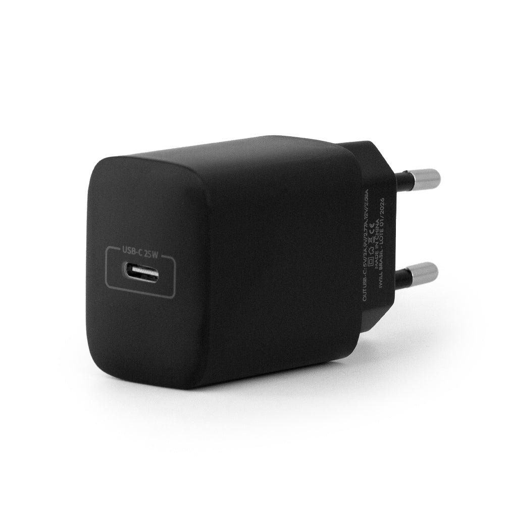 Kit de Carregamento USB-C 25W Preto | iWill Essencial