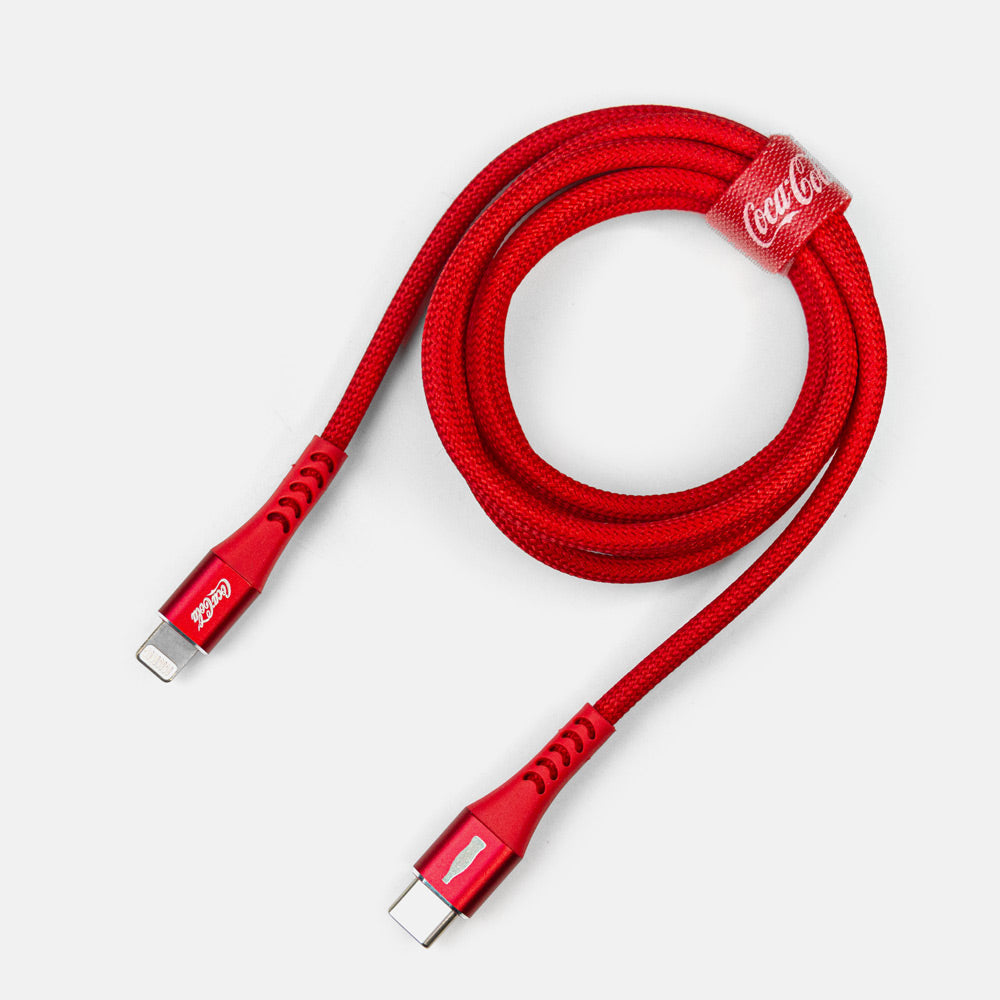 Cabo MFI Lightning para USB-C Vermelho | Elite Cable - Coca-Cola