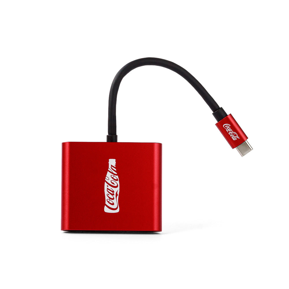 Hub USB-C 3 em 1 - Vermelho - Coca-cola