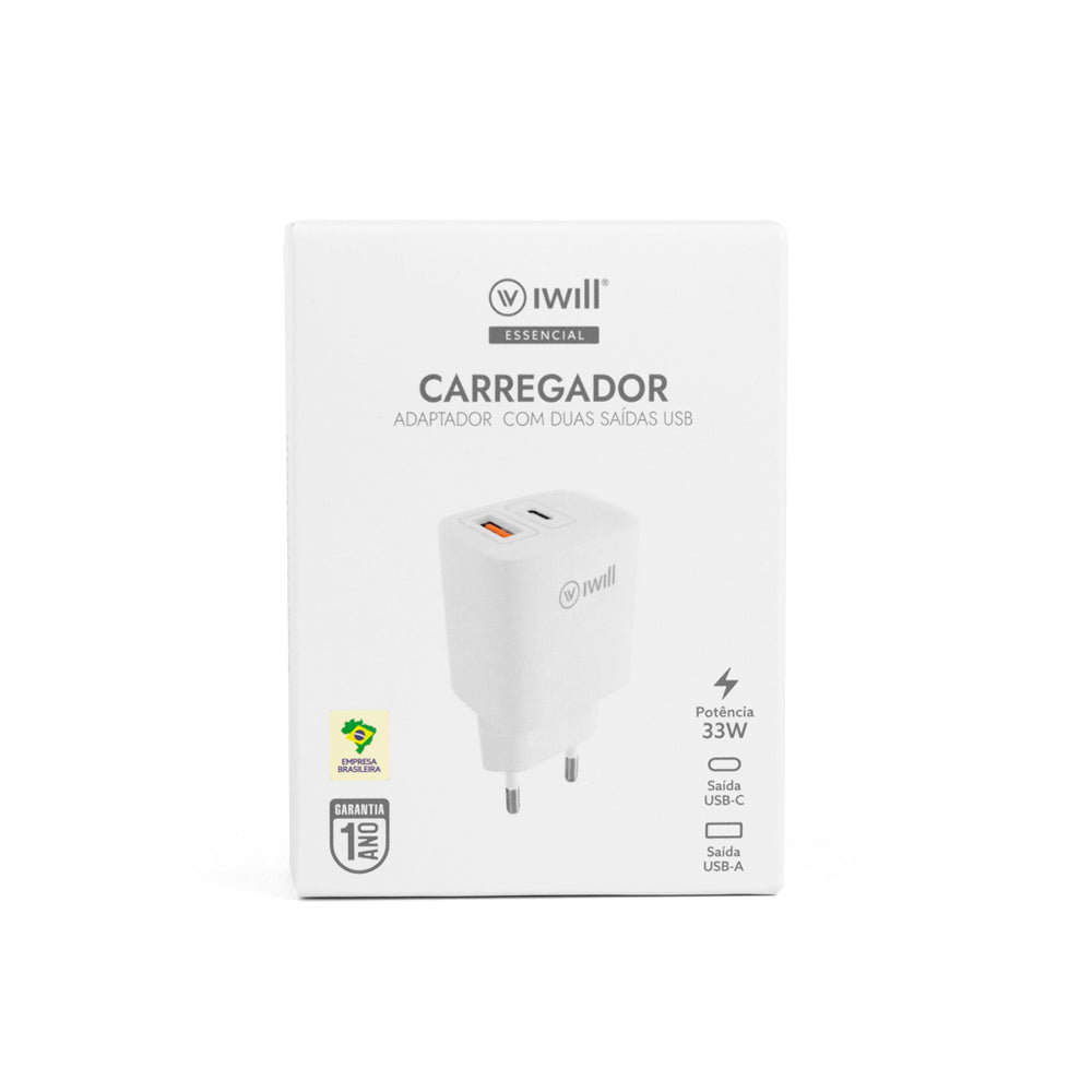 Carregador com 2 saídas 33W Branco | iWill Essencial