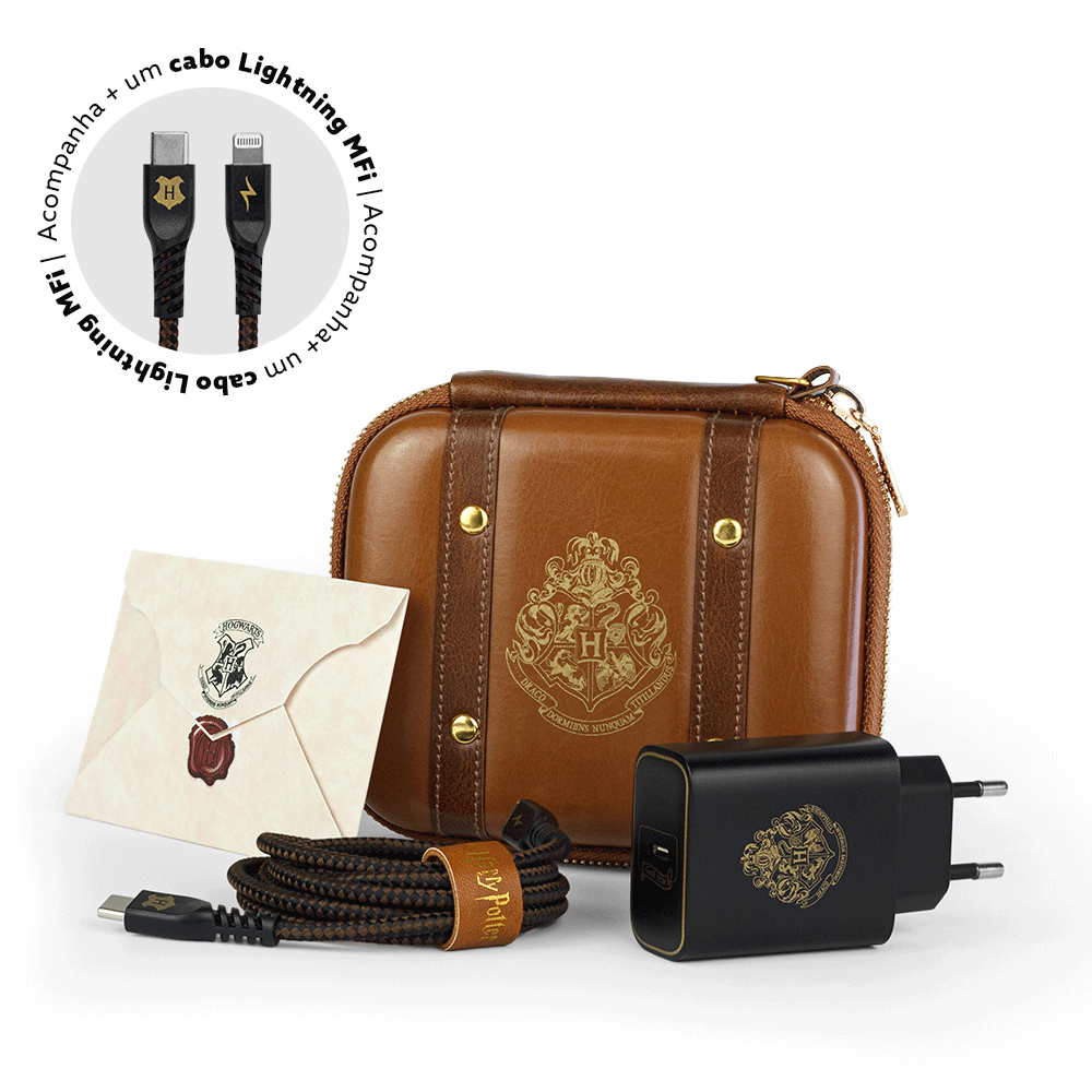 Kit de Carregamento com Estojo USB-C 33W + Cabo Lightning Hogwarts