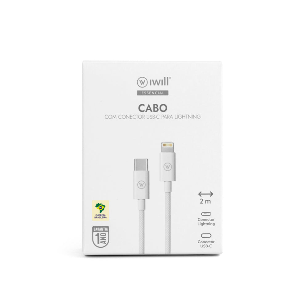 Cabo USB-C para Lightning 2m Branco | iWill Essencial