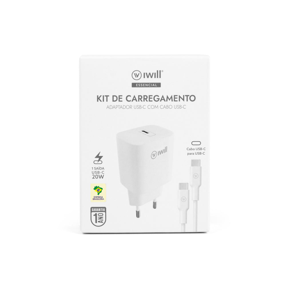 Kit de Carregamento USB-C 20W Branco | iWill Essencial